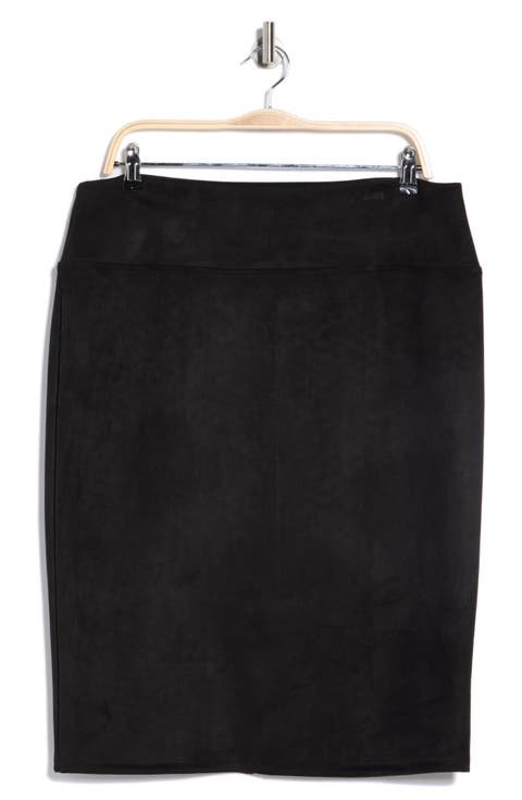 Faux Suede Pencil Skirt (Plus)