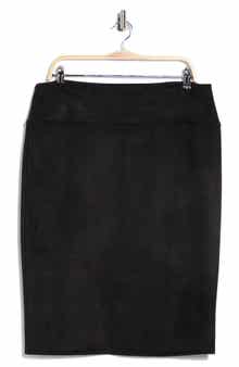 Renee C Faux Suede Pencil Skirt