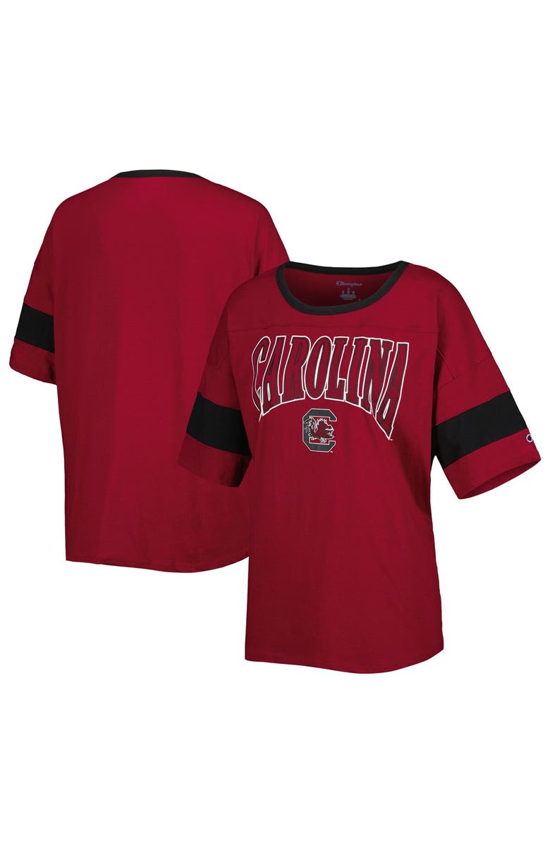 Champion Women's Champion Garnet South Carolina Gamecocks Jumbo Arch Striped Half-Sleeve T-Shirt, Main, color, 