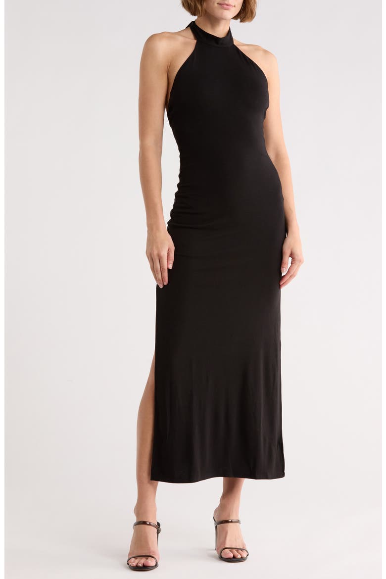 Faye Midi Halter Dress, Main, color, BLACK