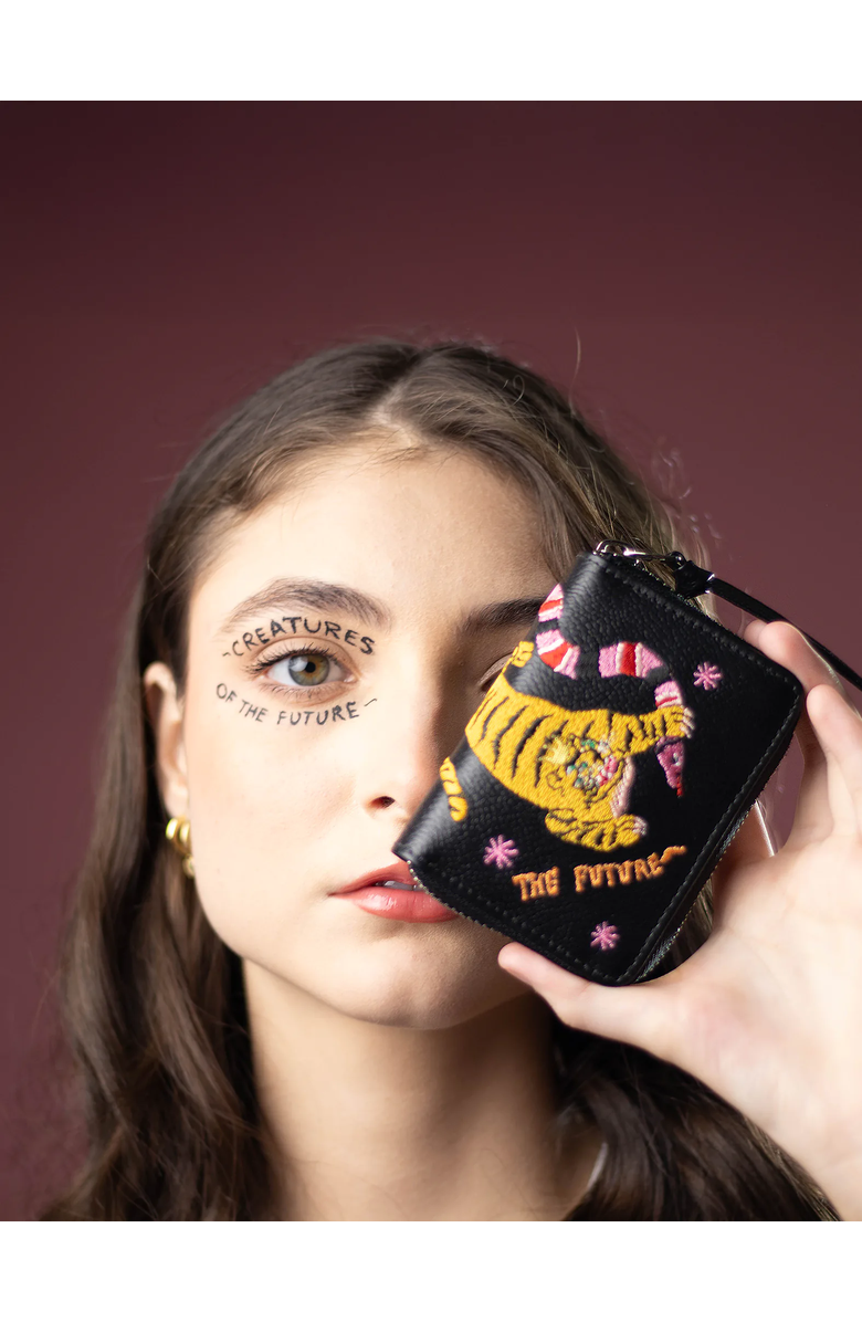 MIN & MON Frodo Leather Zip Around Wallet - Tiger and Snake Embroidery, Alternate, color, 