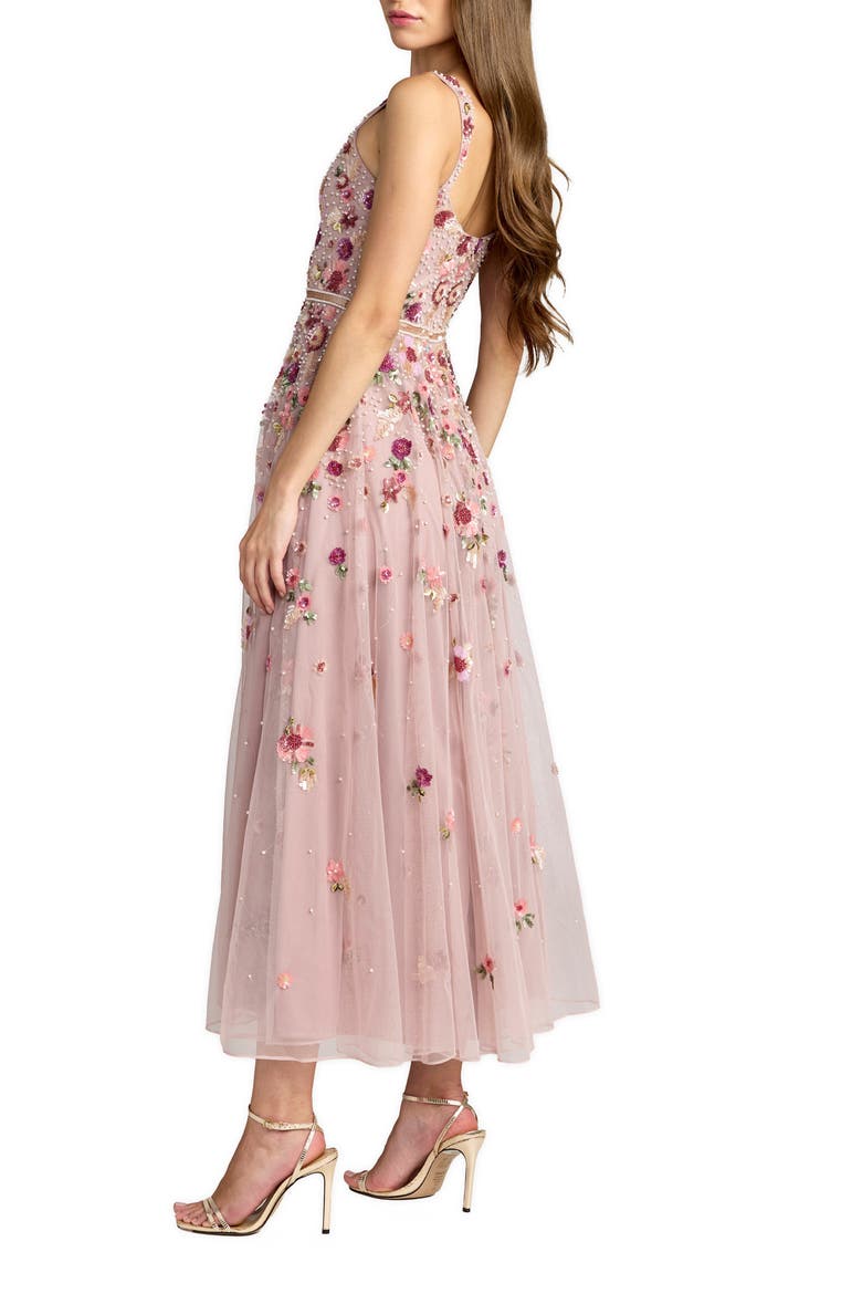 Sleeveless Hand Beaded Scoop Neck Midi Dress, Alternate, color, Vintage Rose Multi