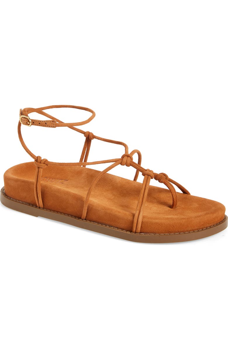Schutz Calabria Strappy Flatform Sandal, Main, color, Cuoio Brown