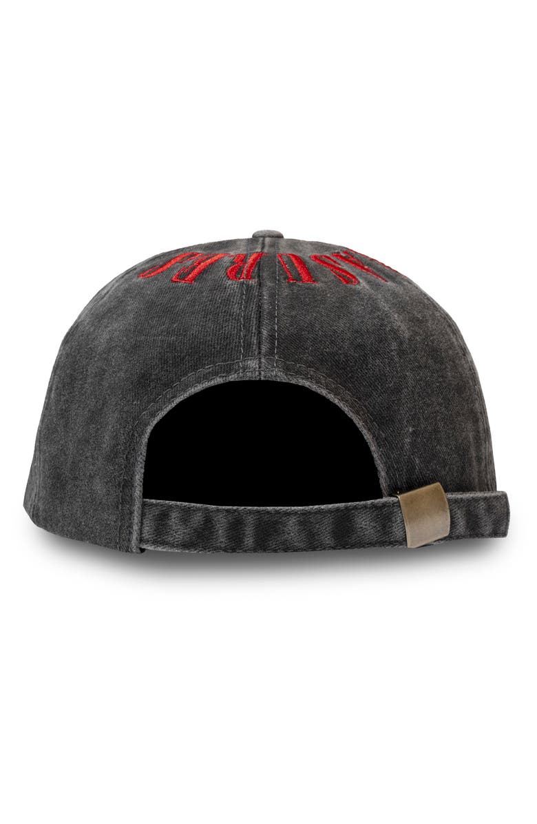 PLEASURES Onyx Crown Washed Cotton Twill Baseball Cap, Alternate, color, Black/ Red