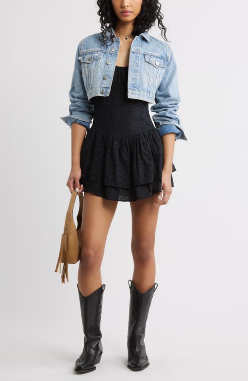 Bp. Eyelet Layered Ruffle Romper In Black
