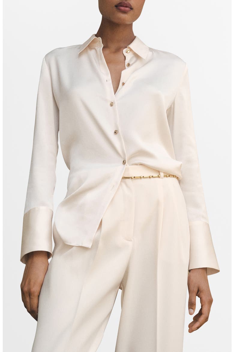 Flowy Satin Shirt, Main, color, ECRU
