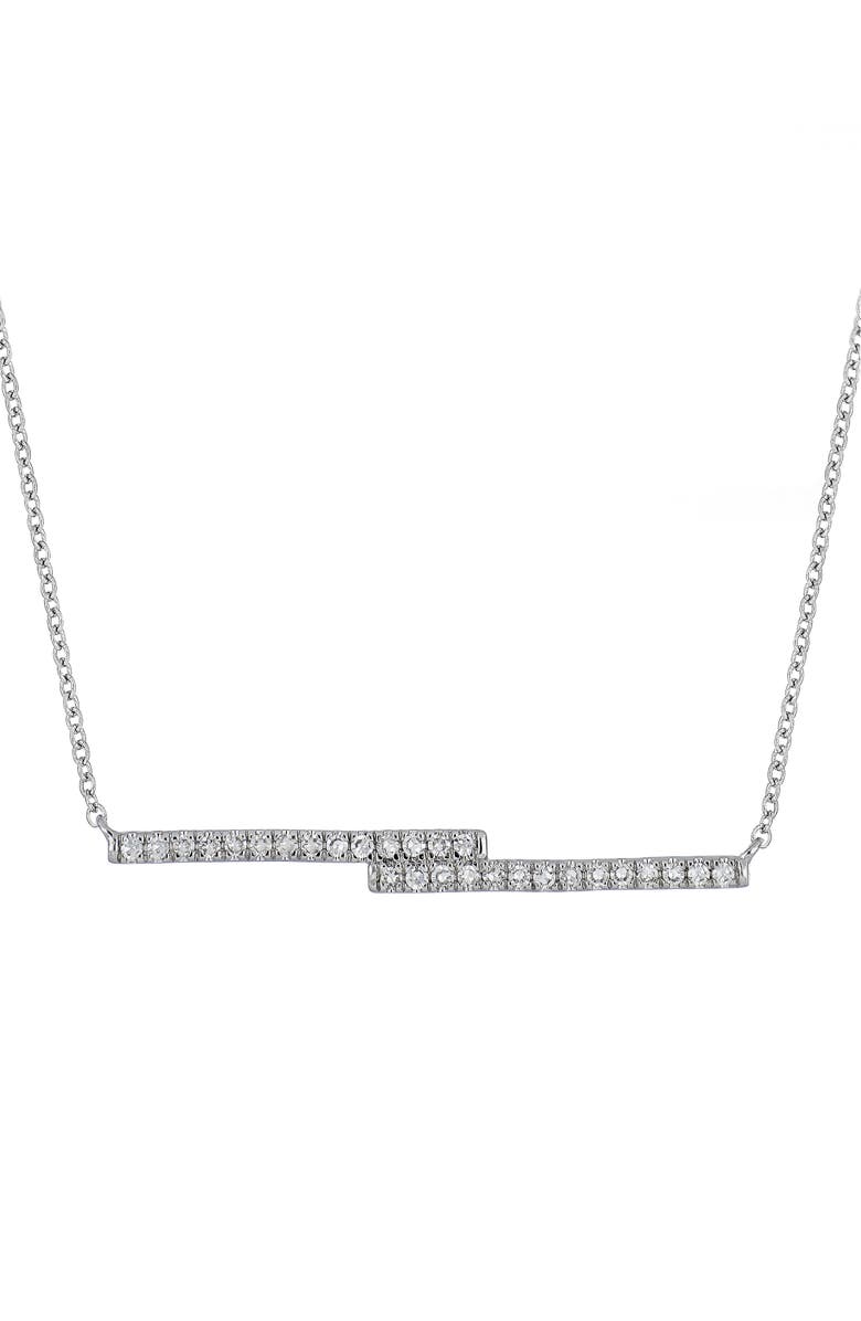 Carrière Jewelry Sterling Silver Pave Diamond Double-Bar Pendant Necklace - 0.11 ctw, Main, color,