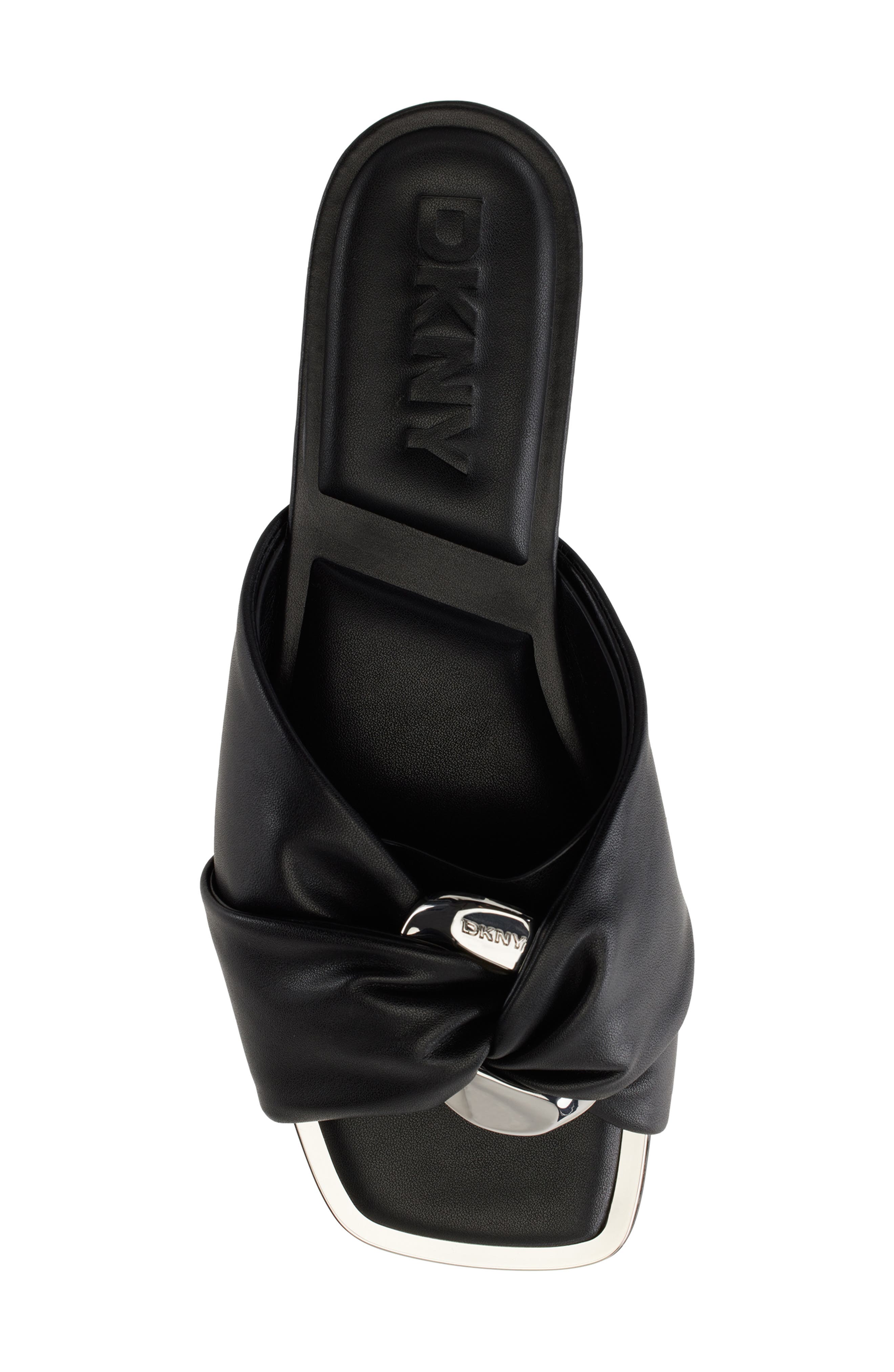 DKNY Doretta Twisted Slide Sandal, Alternate, color, Black/ Nickel