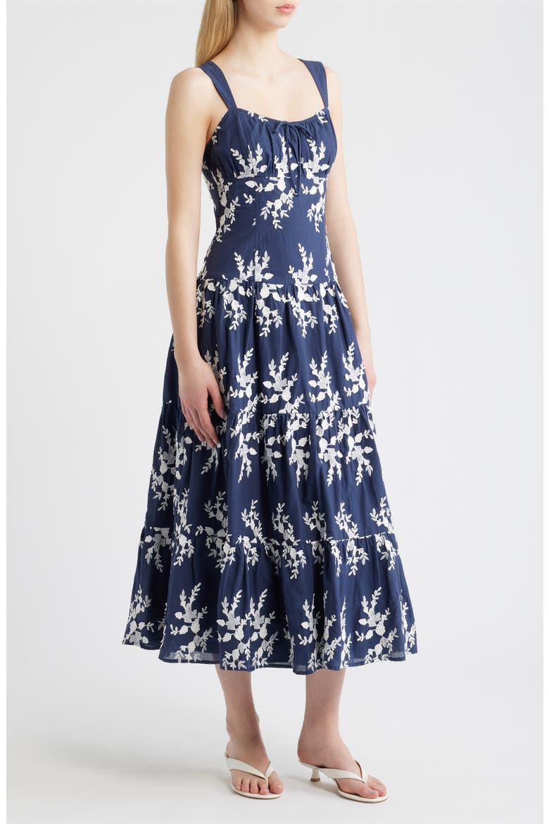 Embroidered Sleeveless Maxi Dress, Alternate, color, NAVY MULTI