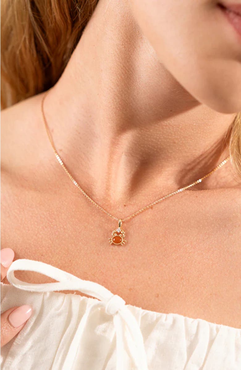 MADE BY MARY Crab Charm Necklace, Alternate, color, Gold Vermeil