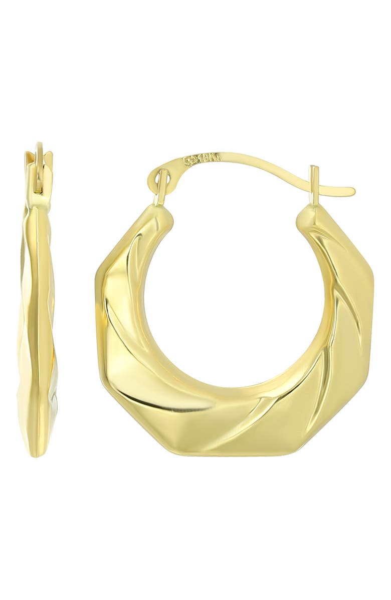 CANDELA JEWELRY 10K Yellow Gold Octagonal Hoop Earrings, Main, color, 