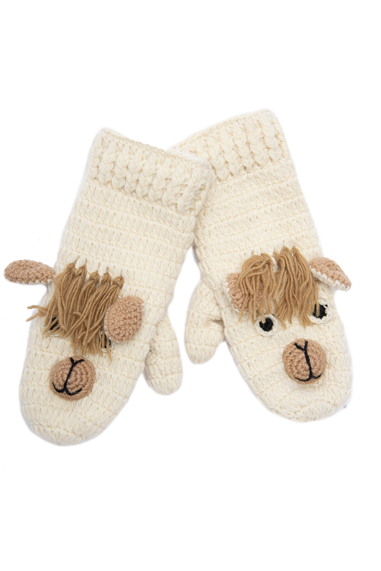 Crochet Pony Mittens, Alternate, color, White
