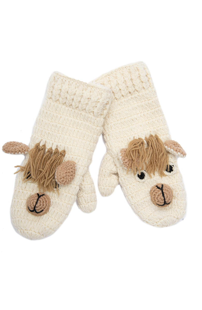 Nirvanna Designs Crochet Pony Mittens, Alternate, color, White