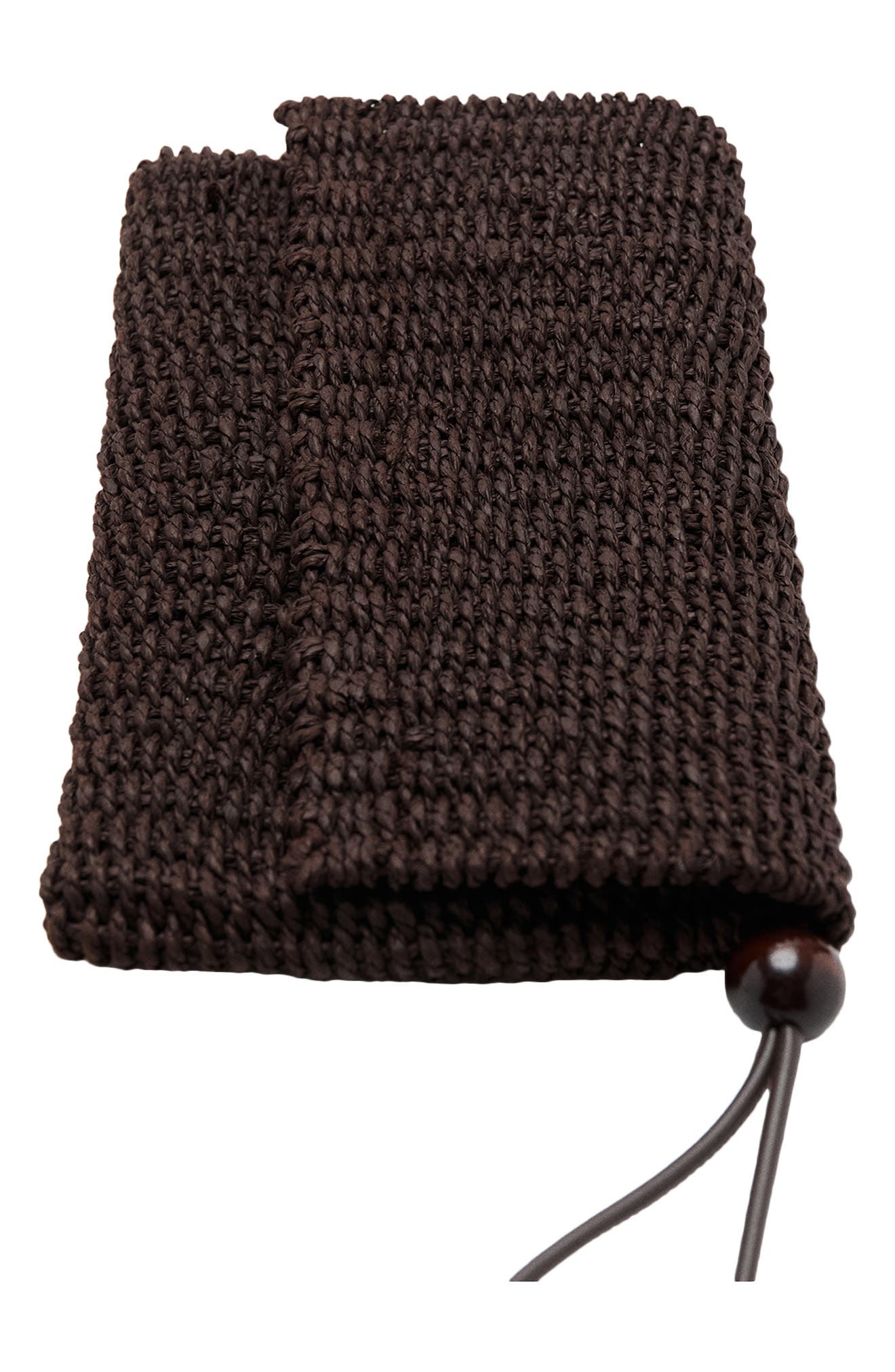 MANGO Woven Raffia Pouch, Alternate, color, Chocolate