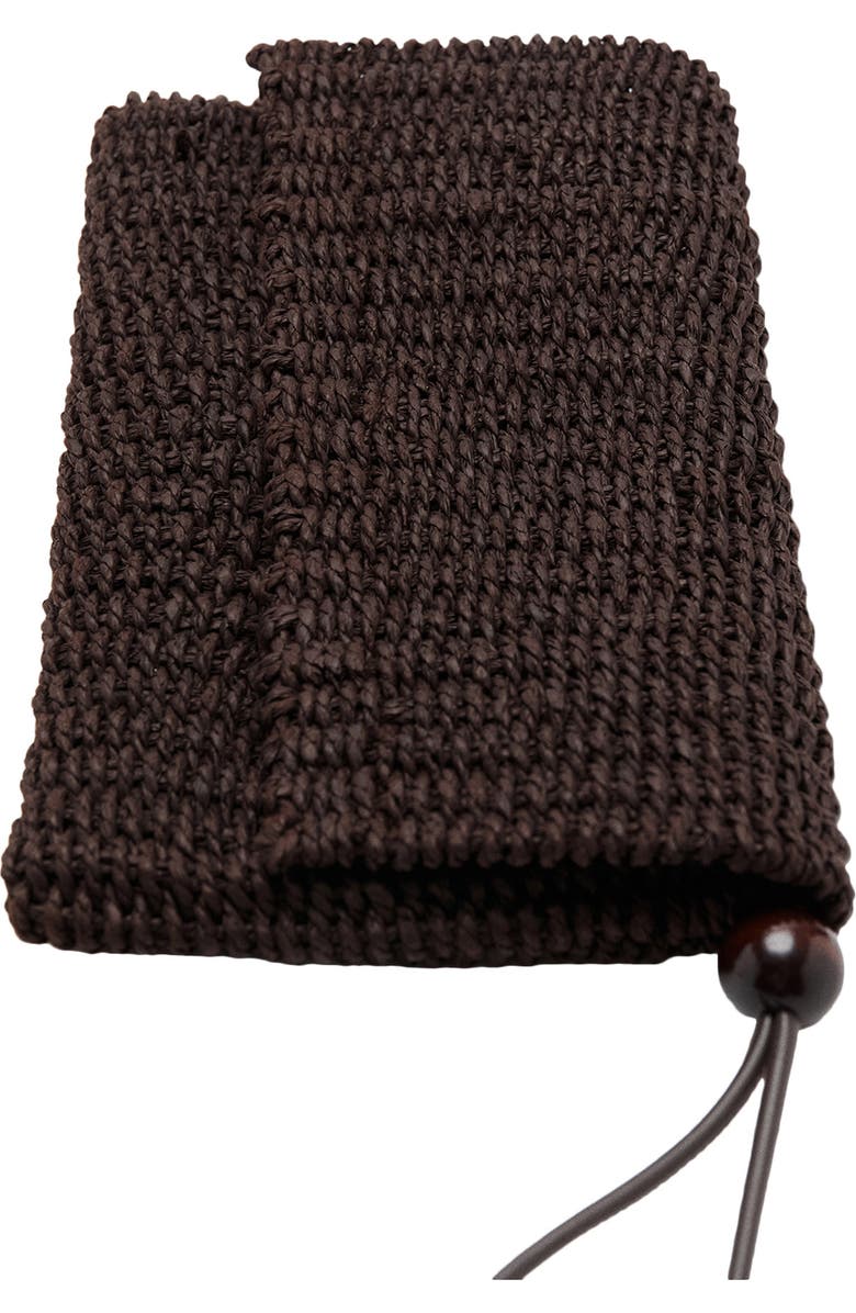 MANGO Woven Raffia Pouch, Alternate, color, Chocolate