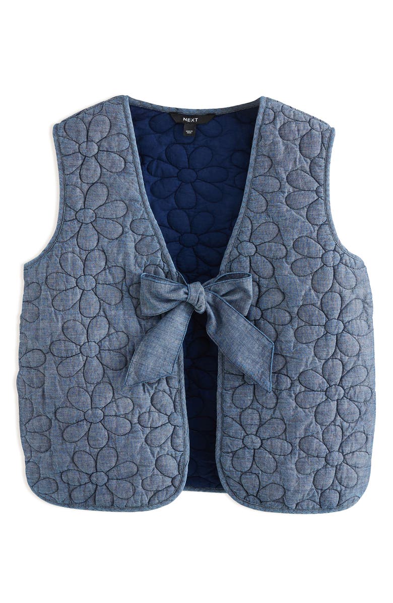 NEXT Floral Quilted Denim Vest, Alternate, color, Blue