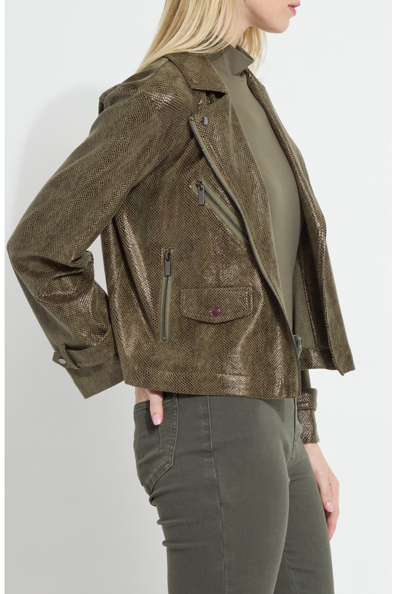Emory Faux Leather Moto Jacket, Alternate, color, WOODLAND SNAKE