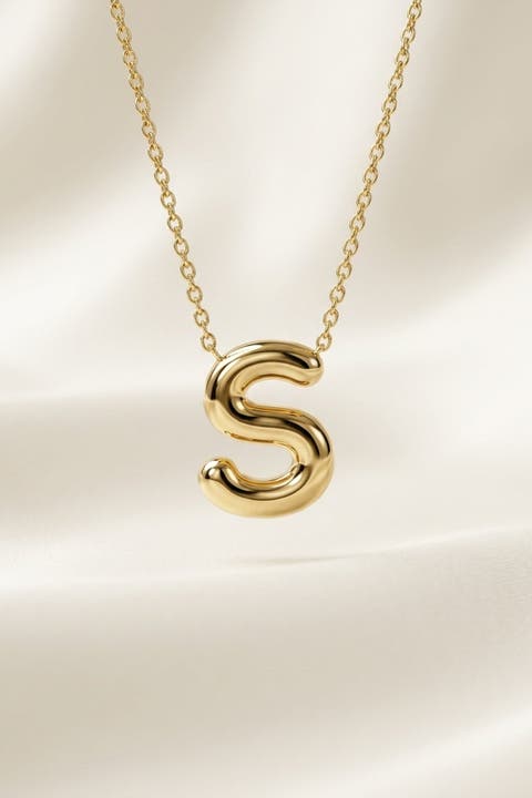 14K Gold Letter Initial Pendant Necklace