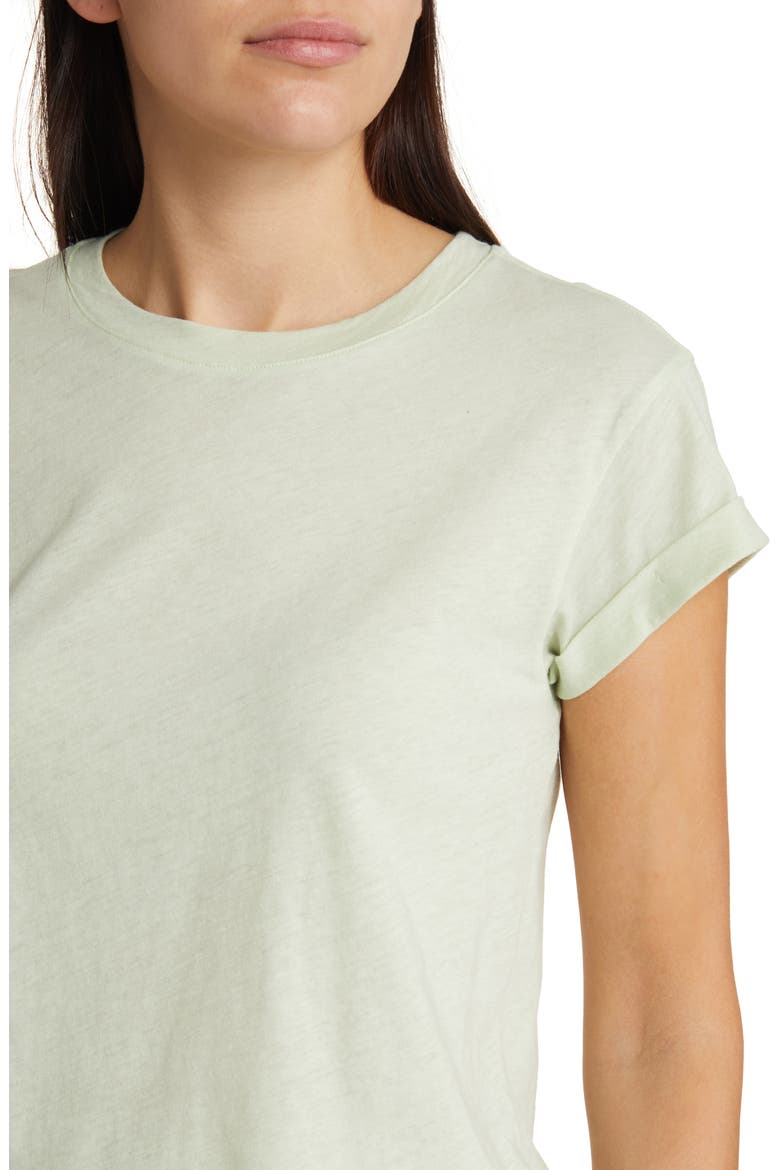 Anna Cuff Sleeve Cotton T-Shirt, Alternate, color, PISTACHIO GREEN
