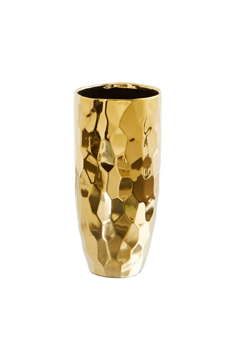 10-in Designer Gold Cylinder Vase, Main, color, Gold