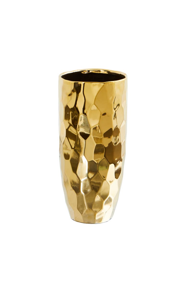 NEARLY NATURAL 10-in Designer Gold Cylinder Vase, Main, color, Gold