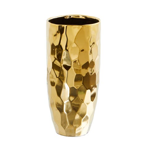 10-in Designer Gold Cylinder Vase