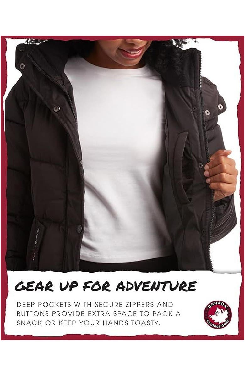CANADA WEATHER GEAR Women's Quilted Winter Jacket, Alternate, color, Black