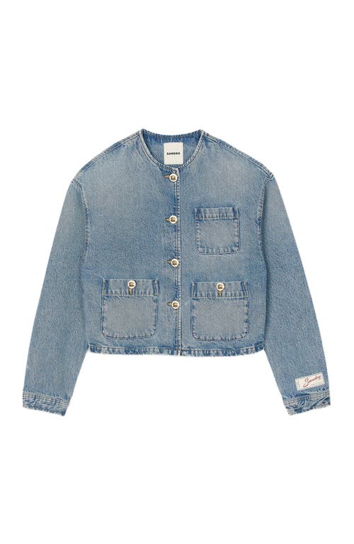 Sandro Denim Jacket In Blue Jean