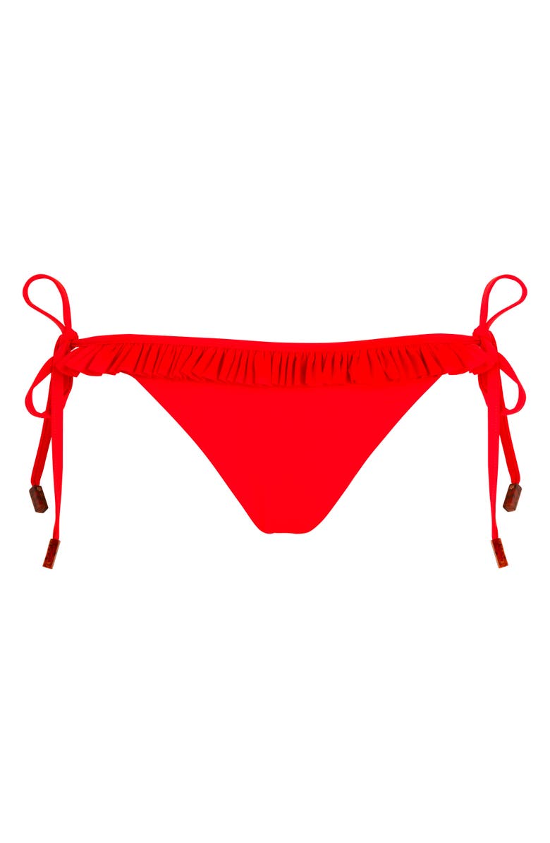 Vilebrequin Women's Solid Side Tie Bikini Bottom With Ruffle, Alternate, color, Coquelicot