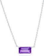 SIMONA Baguette Cut Semiprecious Stone Pendant Necklace