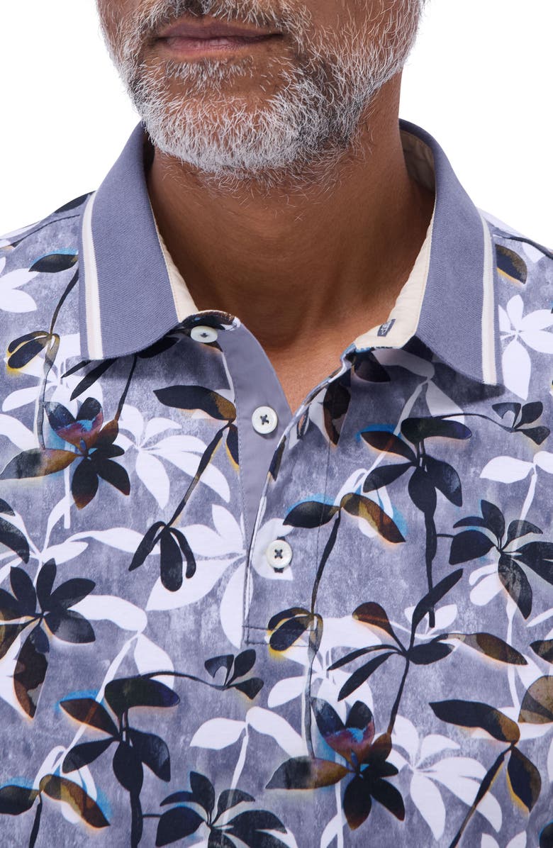 Bugatchi Tipped Floral Pima Cotton Polo, Alternate, color,