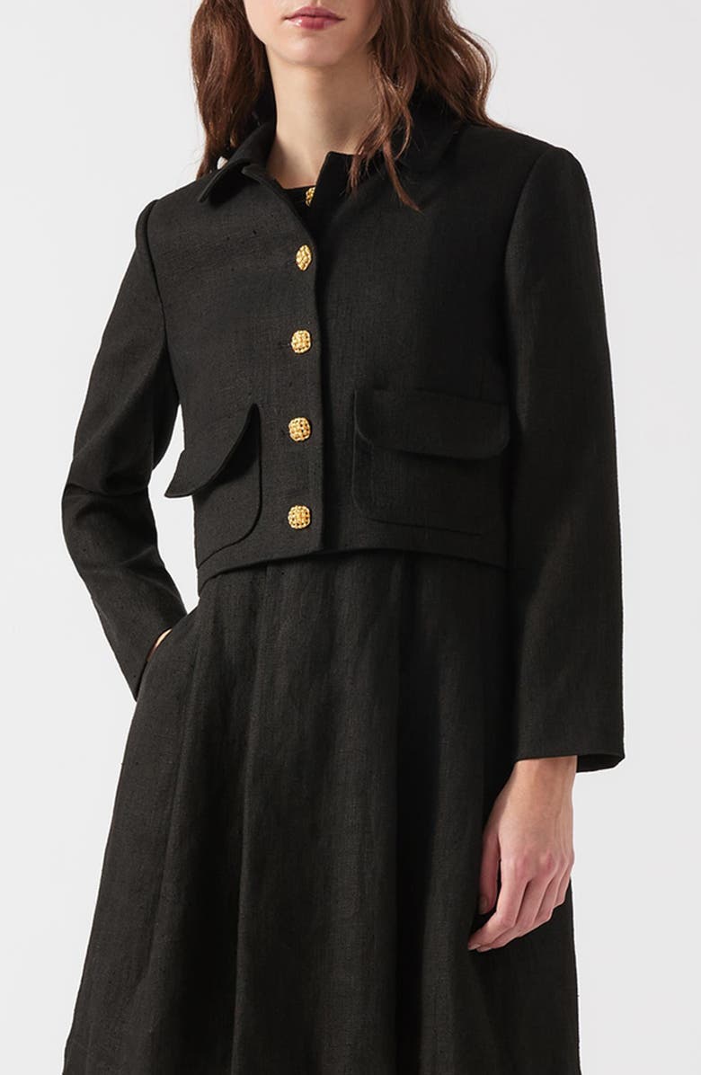 LK Bennett Lydia Linen Crop Jacket, Main, color, 