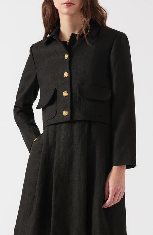 Shop Lk Bennett Lydia Linen Crop Jacket In Black