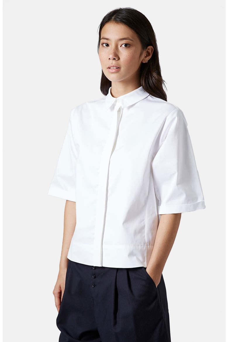 Short Sleeve Cotton Shirt, Main, color, WHITE
