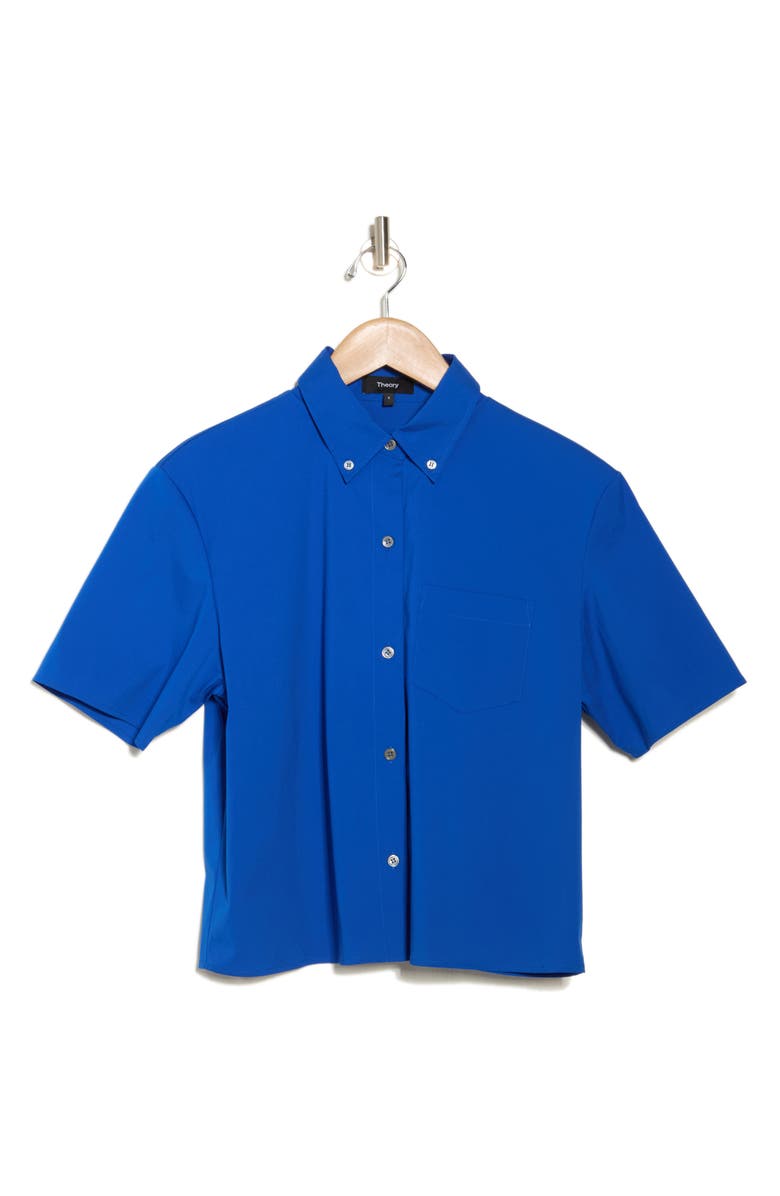 Theory Boxy Crop Shirt, Alternate, color, Wave