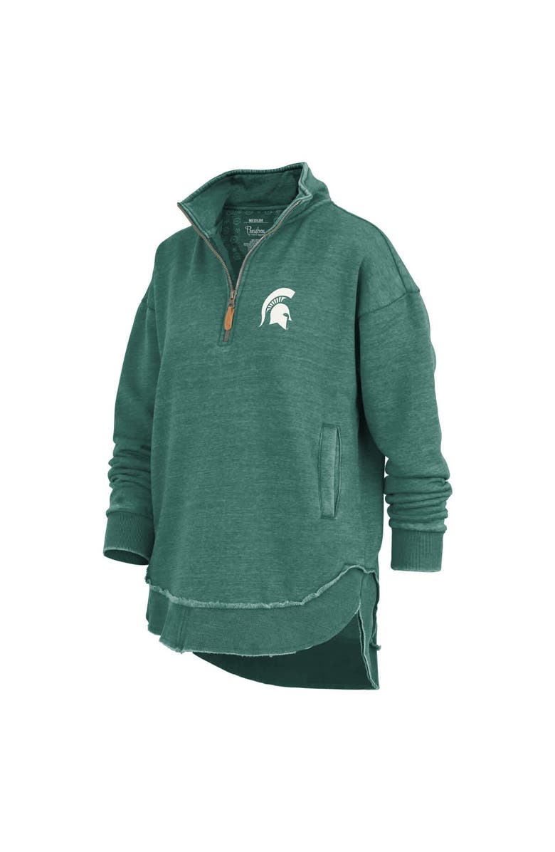 PRESSBOX Women's Pressbox Green Michigan State Spartans Northfork Sojourn Poncho Quarter-Zip Sweatshirt, Alternate, color, Green