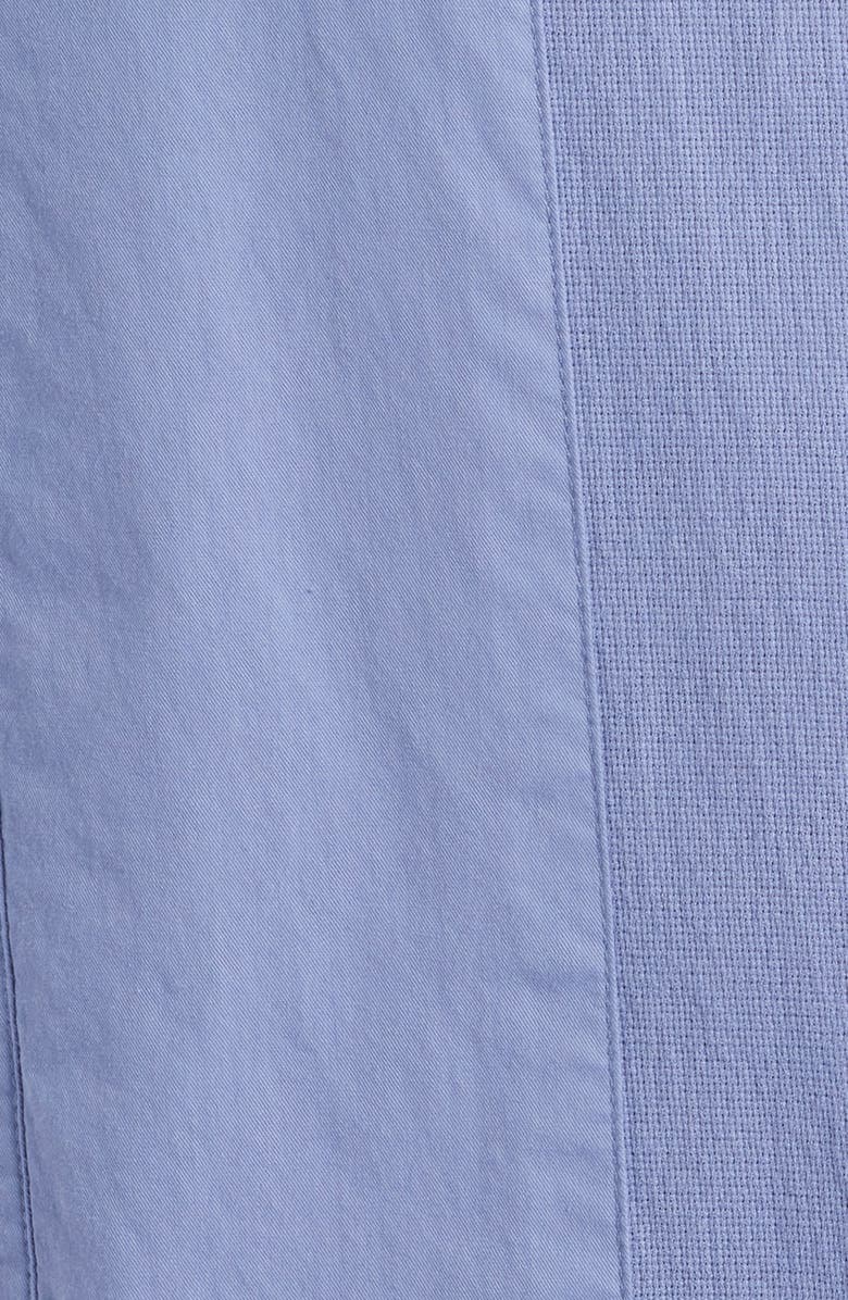 rag & bone Dalton Mixed Media Patchwork Short Sleeve Button-Up Shirt, Alternate, color, Sky Blue