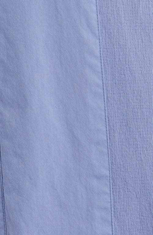 Rag & Bone Dalton Mixed Media Patchwork Short Sleeve Button-up Shirt In Blue