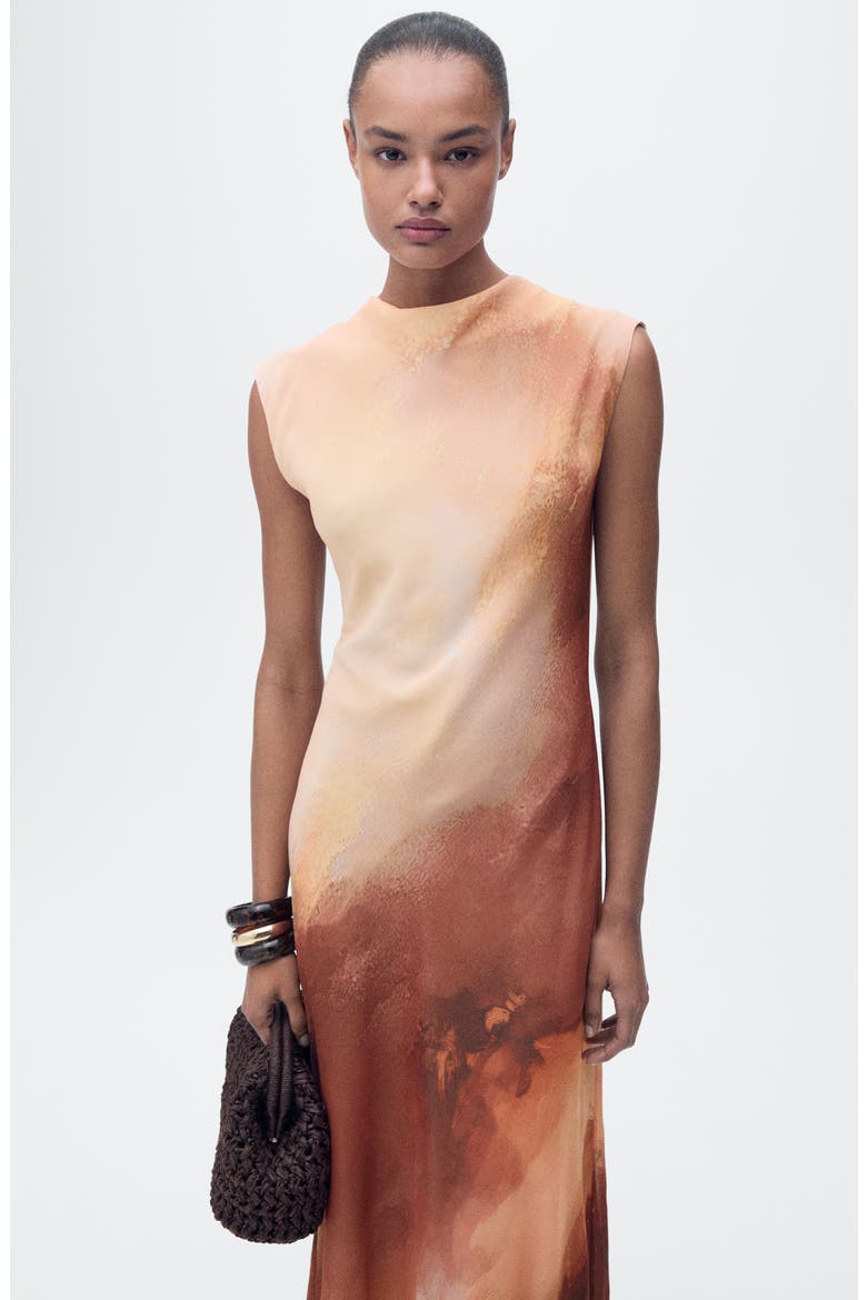 Gradient Pattern A-Line Dress, Alternate, color, PEACH