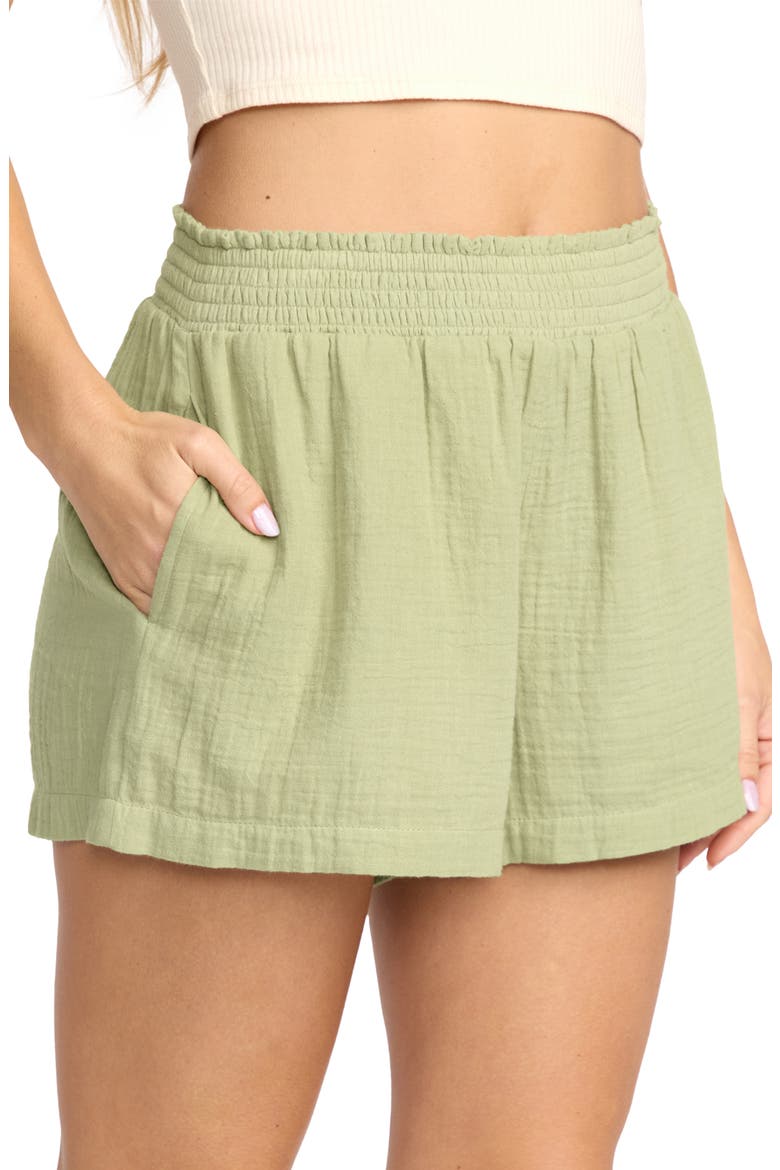 In the Waves Cotton Gauze Shorts, Alternate, color, AVOCADO