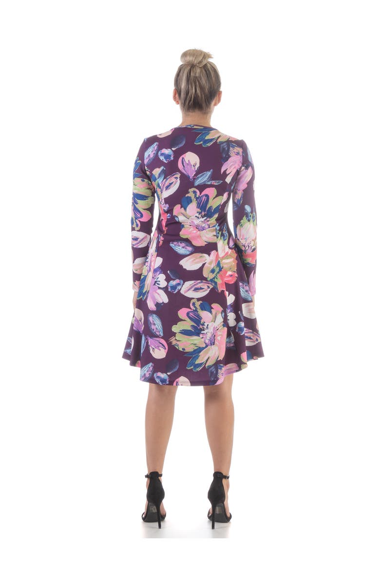 Floral Long Sleeve Knee Length Dress, Alternate, color, Purple Multi