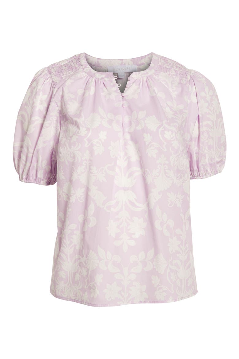 Emme Floral Print Smocked Top, Alternate, color, LAVENDER PURPLE/ WHITE