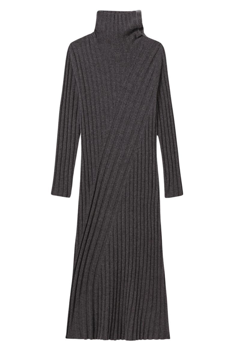 Cady Long Sleeve Wool Blend Rib Sweater Dress, Alternate, color, CHARCOAL