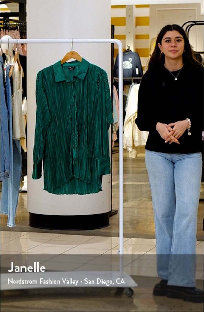 Andi High-Low Plissé Button-Up Shirt, sales video thumbnail