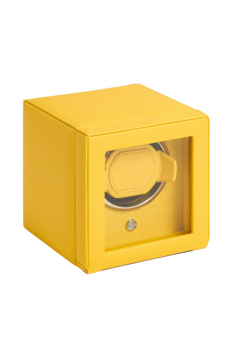 WOLF Cub Single Watch Winder with Cover, Alternate, color, Yellow