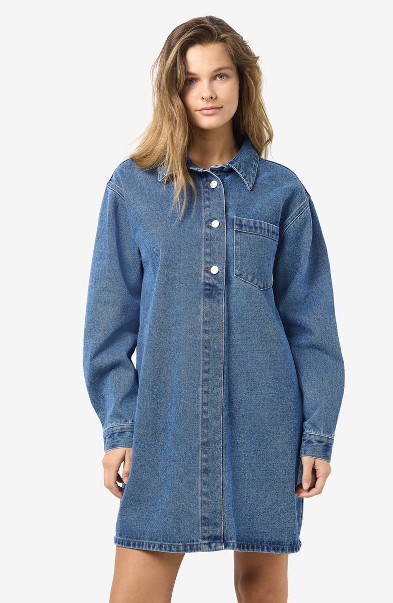 Noisy may Delilah Denim Shirtdress, Alternate, color, Medium Blue Denim