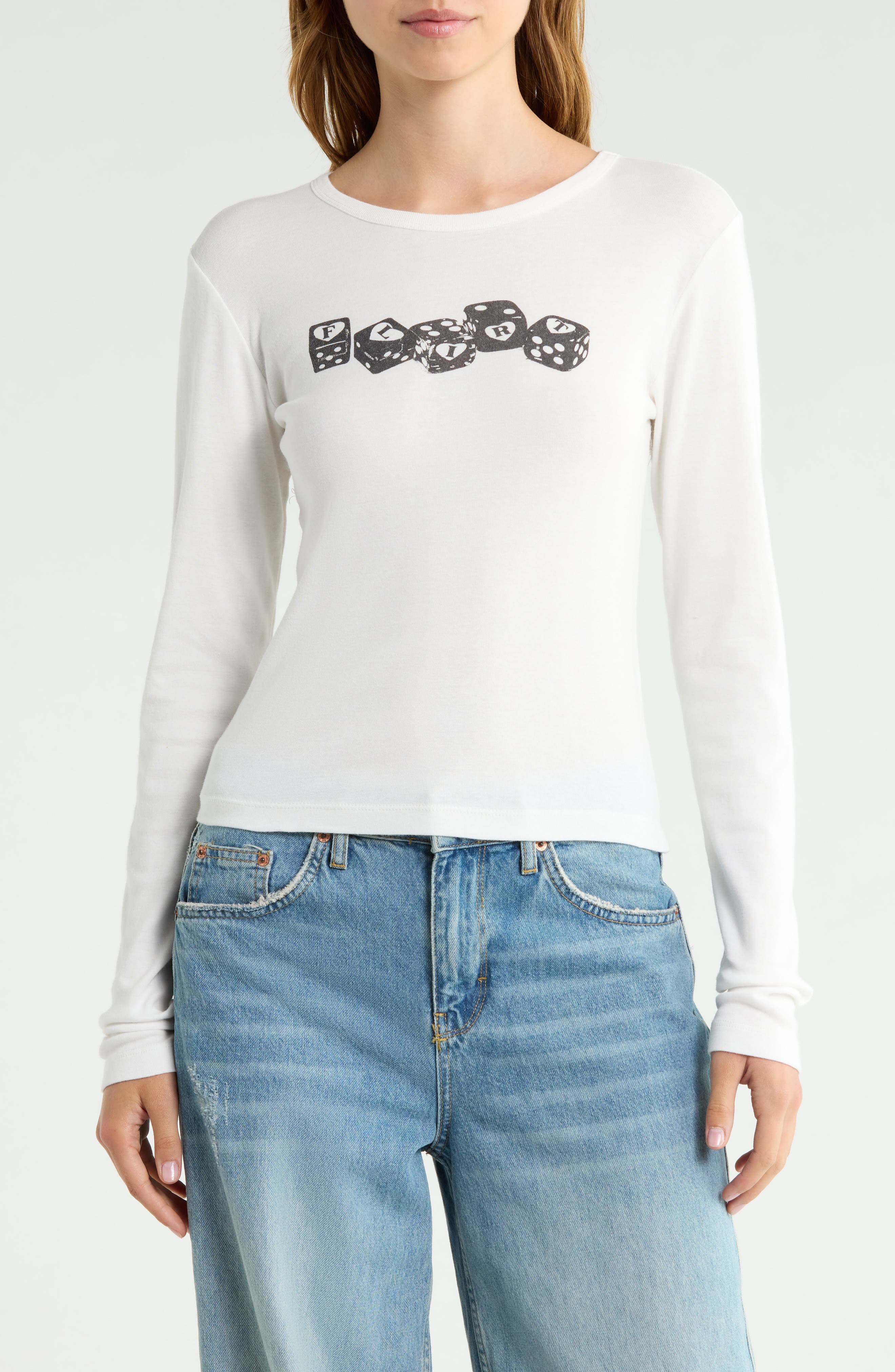 Flirt Dice Long Sleeve Crop T-Shirt