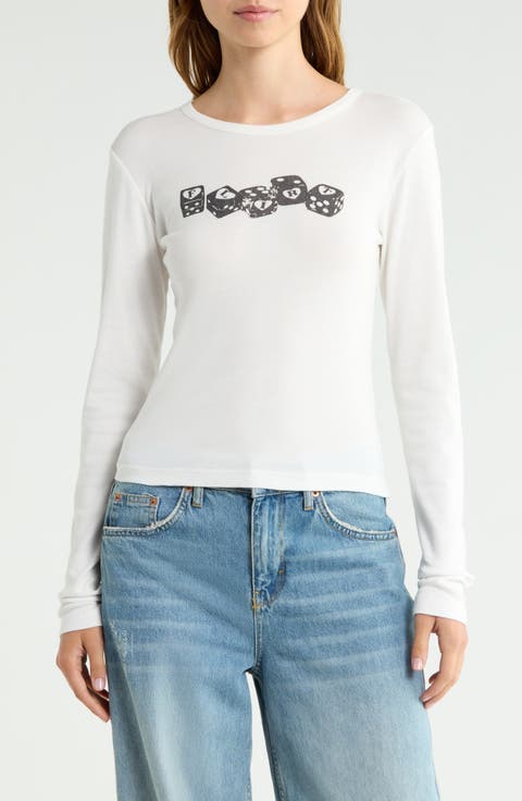 Flirt Dice Long Sleeve Crop T-Shirt