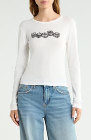 BDG Urban Outfitters Flirt Dice Long Sleeve Crop T-Shirt