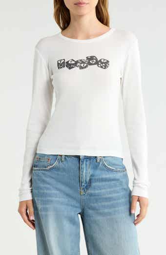 Flirt Dice Long Sleeve Crop T-Shirt